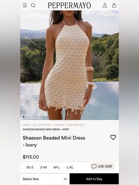 Peppermayo Sharson Beaded Mini Dress - Ivory